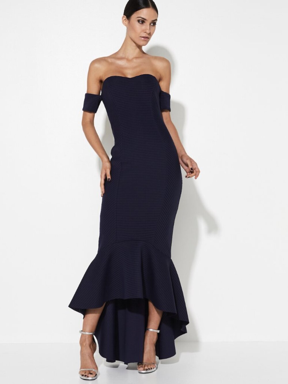 MOSSMAN Lovers Rock Scuba Ribbed Maxi Dress Navy Size US 2